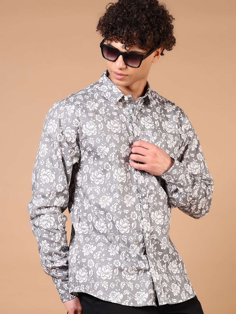 men long sleeves printed casual shirt - 21731354 -  Standard Image - 1