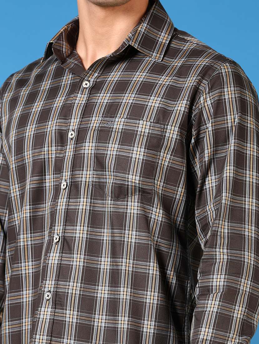 men long sleeves checkered casual shirt - 21731355 -  Standard Image - 4