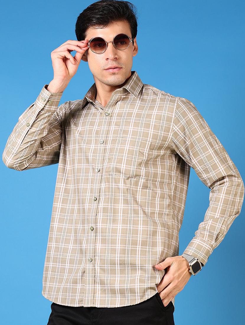 men long sleeves checkered casual shirt - 21731358 - Standard Image - 1