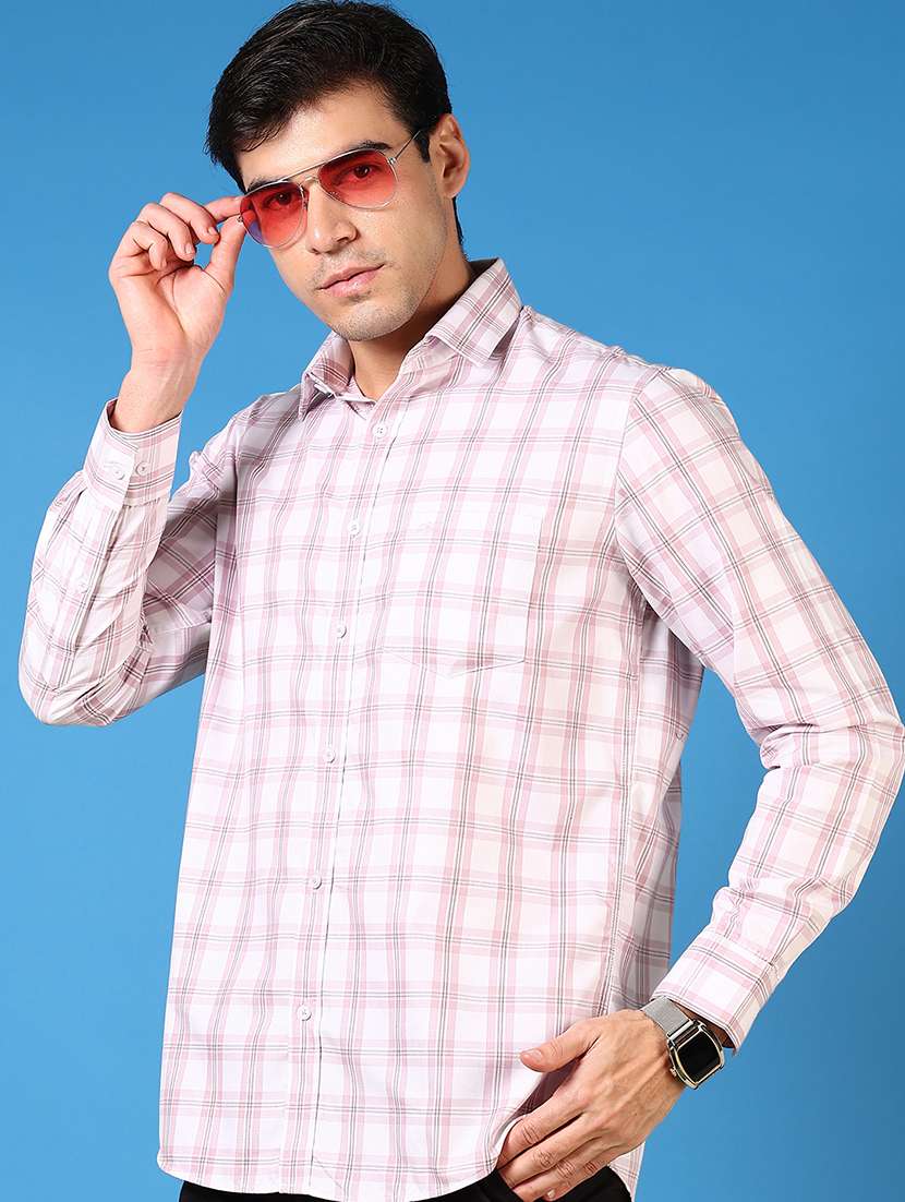 men long sleeves checkered casual shirt - 21731359 -  Standard Image - 1