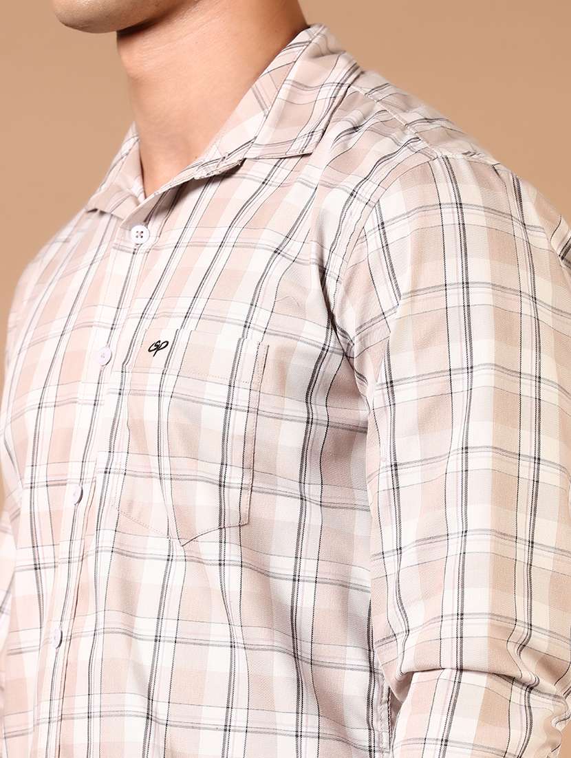 men long sleeves checkered casual shirt - 21731360 -  Standard Image - 4