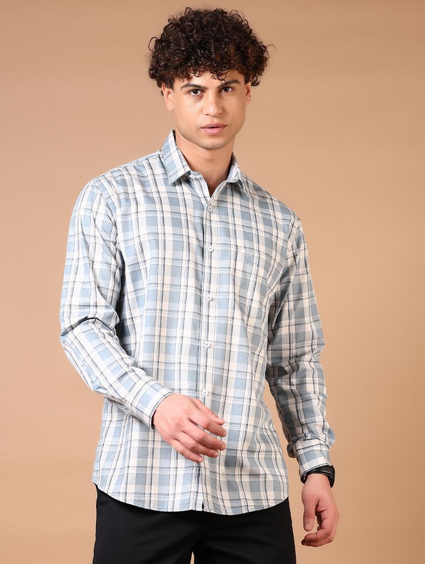 men long sleeves checkered casual shirt - 21731361 - Standard Image - 1