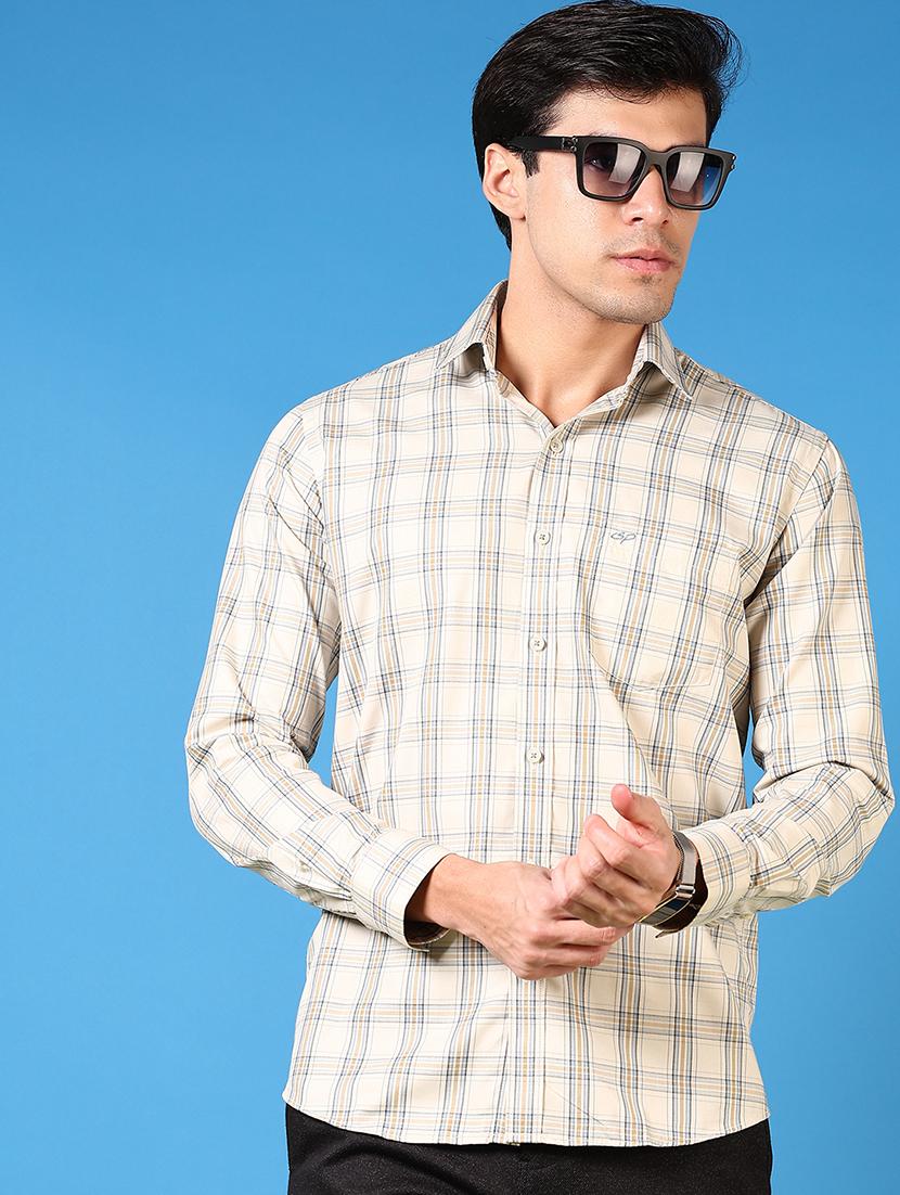men long sleeves checkered casual shirt - 21731363 - Standard Image - 1
