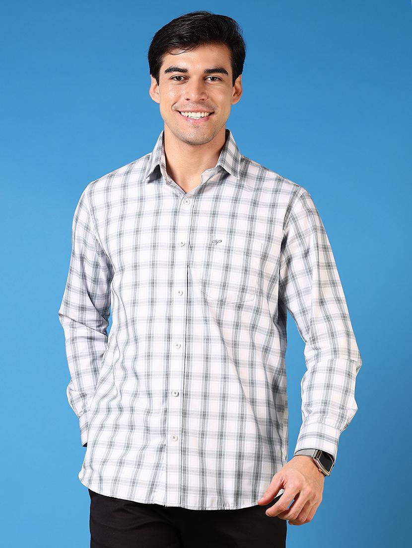 men long sleeves checkered casual shirt