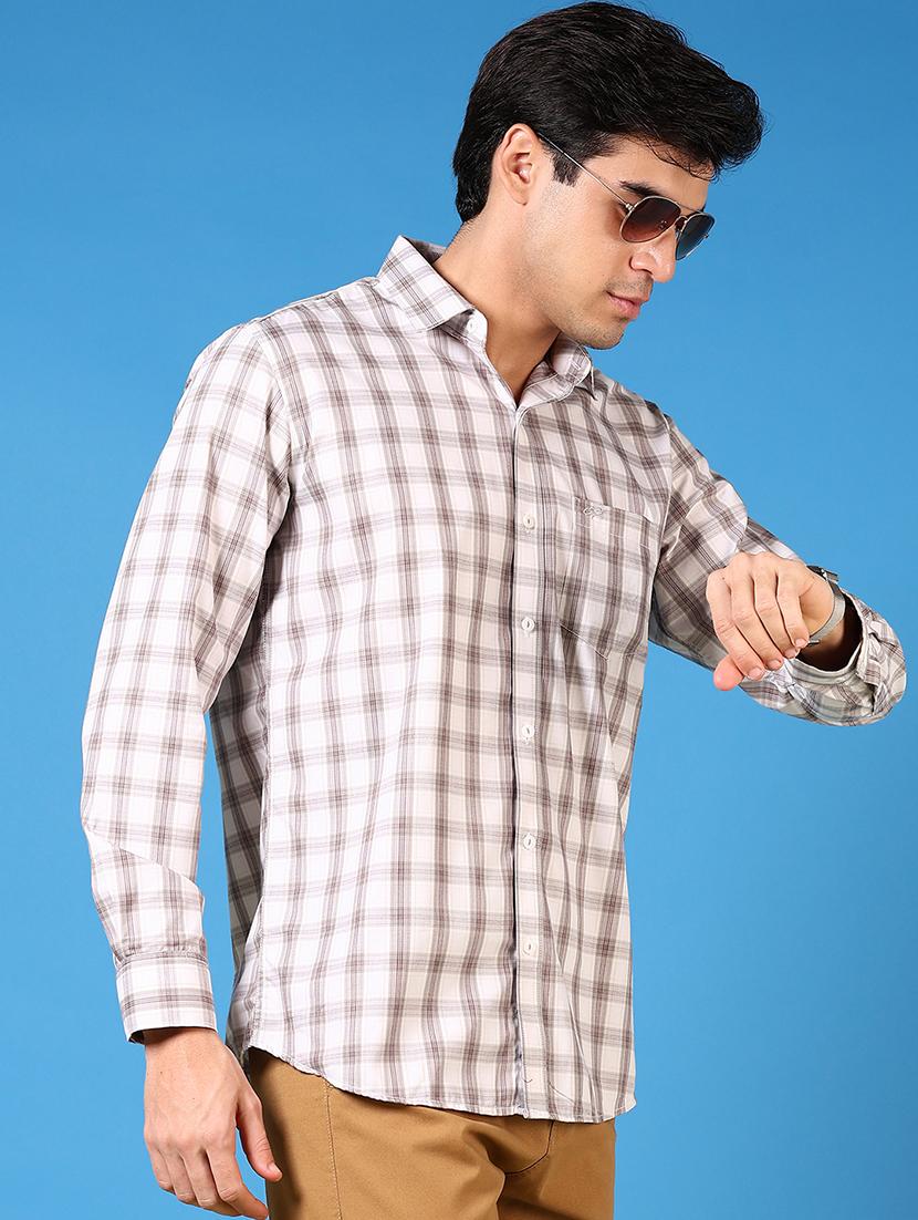 men long sleeves checkered casual shirt - 21731365 - Standard Image - 1