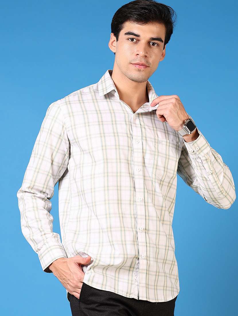 men long sleeves checkered casual shirt - 21731397 -  Standard Image - 1