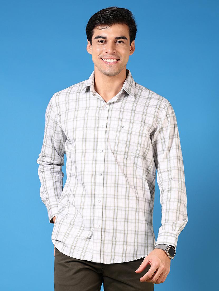 men long sleeves checkered casual shirt