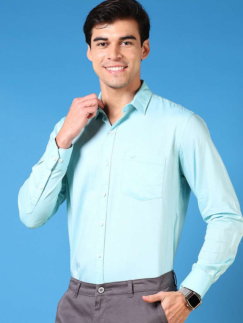 men long sleeves solid casual shirt - 21731399 -  Standard Image - 1