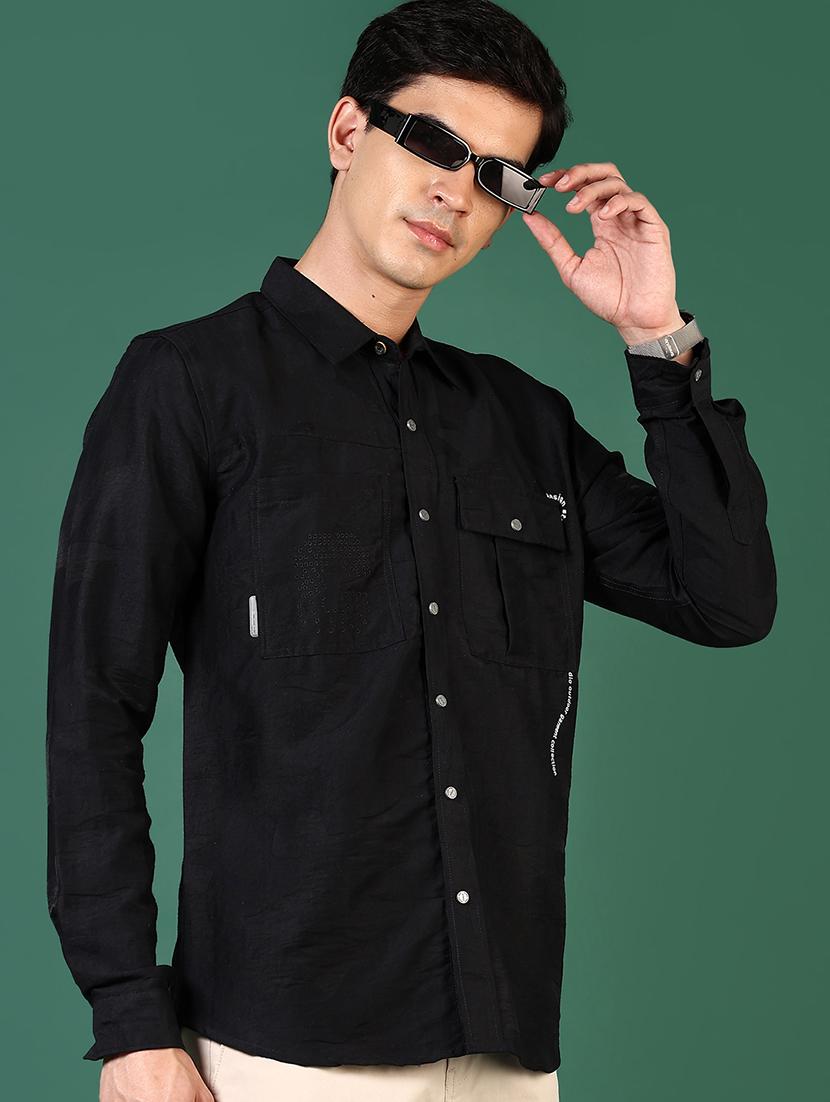 men long sleeves plain casual shirt - 21731423 - Standard Image - 1