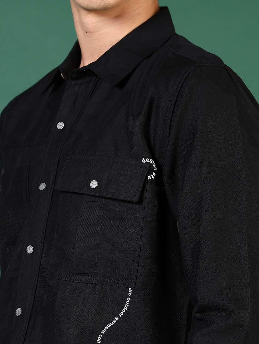 men long sleeves plain casual shirt - 21731423 -  Standard Image - 4