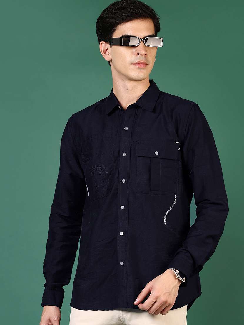 men long sleeves plain casual shirt - 21731424 -  Standard Image - 1