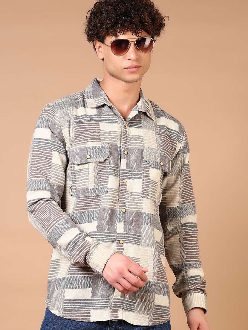 men long sleeves printed casual shirt - 21731428 -  Standard Image - 1