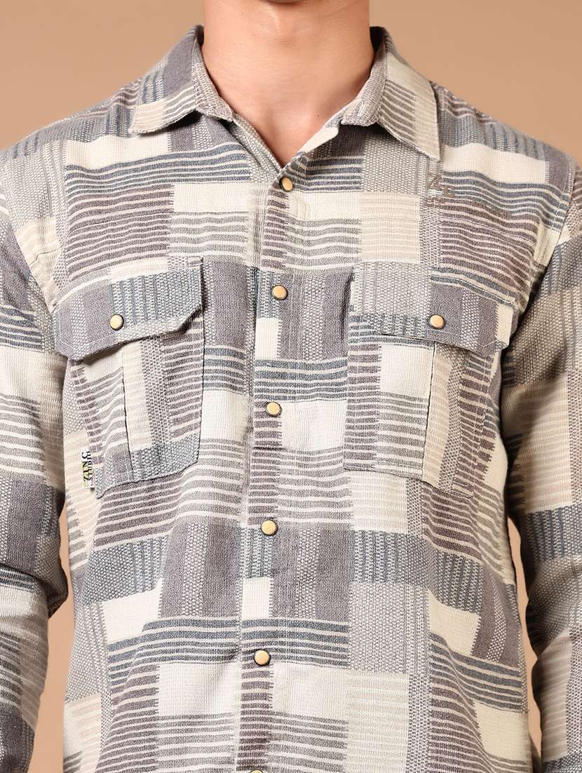 men long sleeves printed casual shirt - 21731428 -  Standard Image - 4