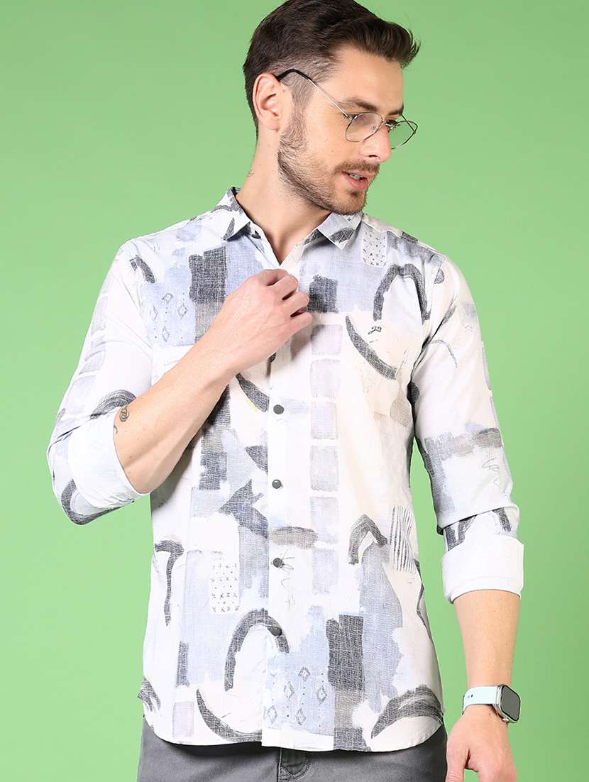men long sleeves printed casual shirt - 21731430 -  Standard Image - 1