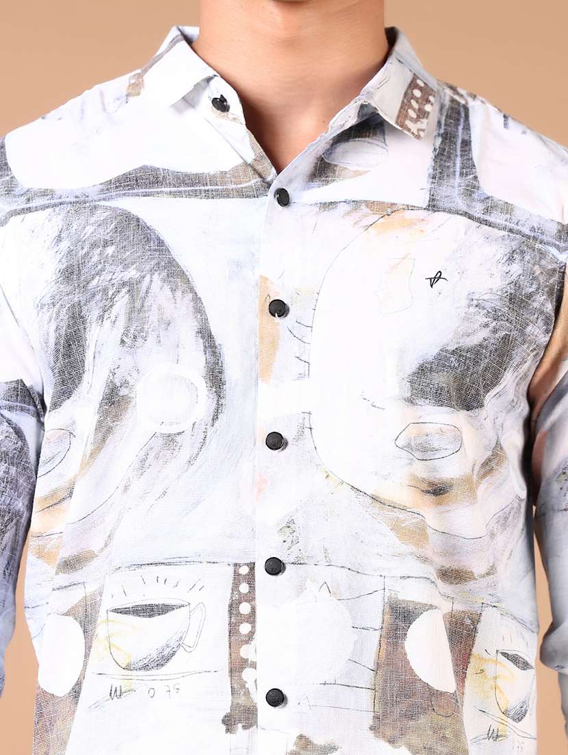 men long sleeves printed casual shirt - 21731431 -  Standard Image - 4