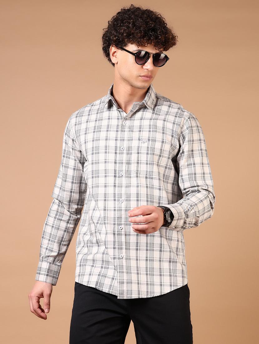 men long sleeves checkered casual shirt - 21731446 - Zoom Image - 0