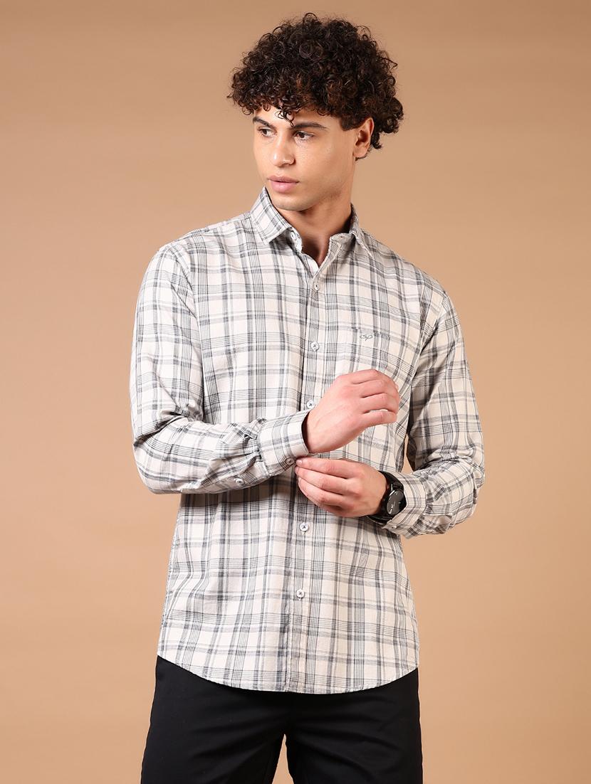 men long sleeves checkered casual shirt - 21731446 - Standard Image - 1
