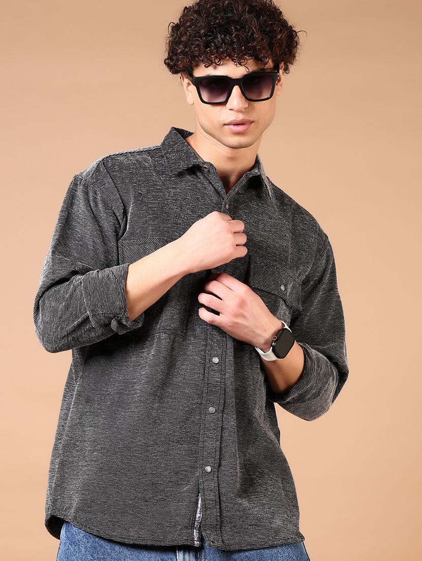 men long sleeves plain casual shirt - 21731449 - Standard Image - 1