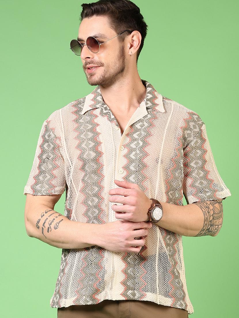 men short sleeves printed casual shirt - 21731453 - Standard Image - 1