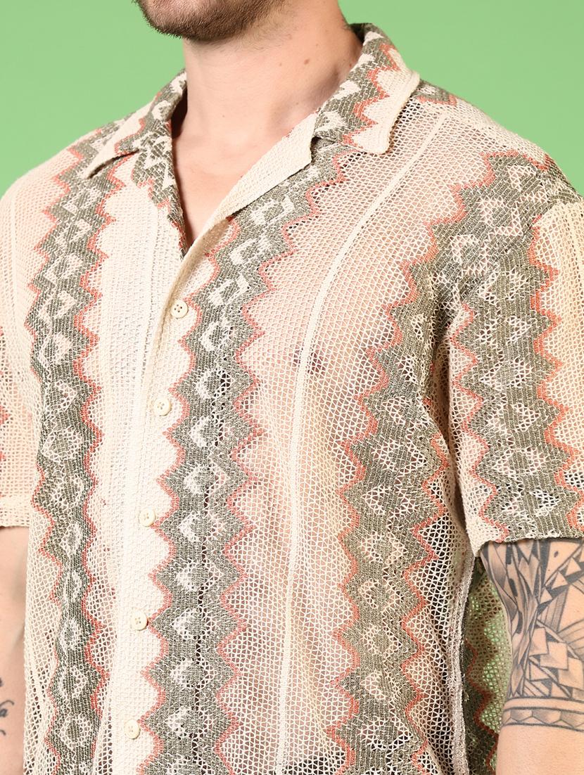 men short sleeves printed casual shirt - 21731453 - Standard Image - 4