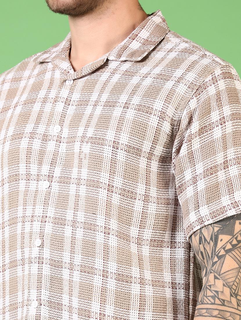 men short sleeves checkered casual shirt - 21731454 - Standard Image - 4