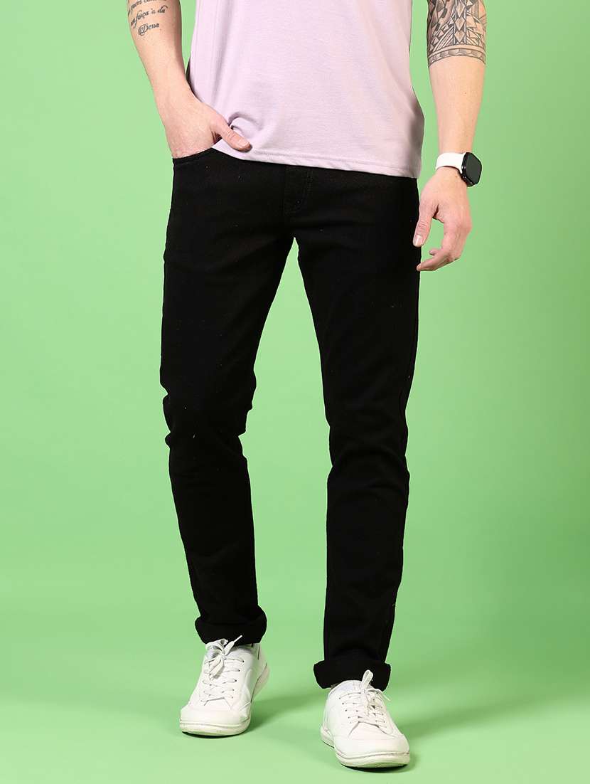 men plain mid rise jeans
