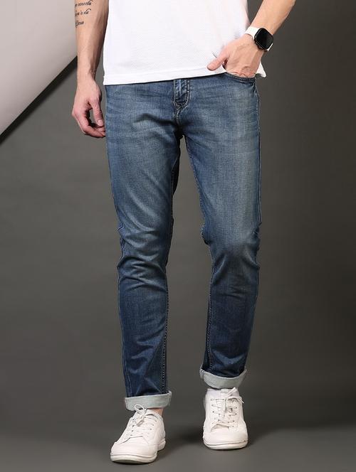 men washed mid rise jeans - 21731517 - Standard Image - 0