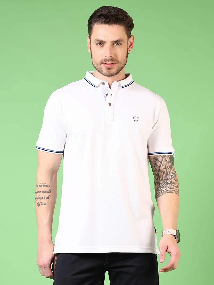 men solid short sleeve polo t-shirt - 21731533 -  Zoom Image - 0