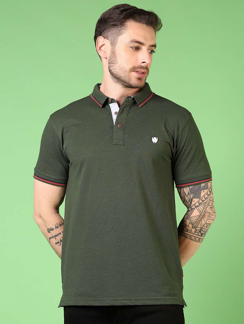 men solid short sleeve polo t-shirt