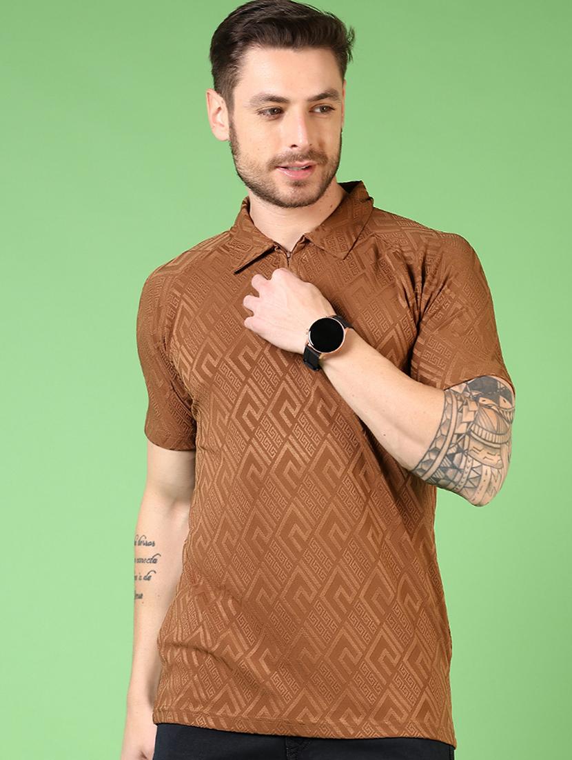men self design short sleeve polo t-shirt - 21731543 - Standard Image - 1
