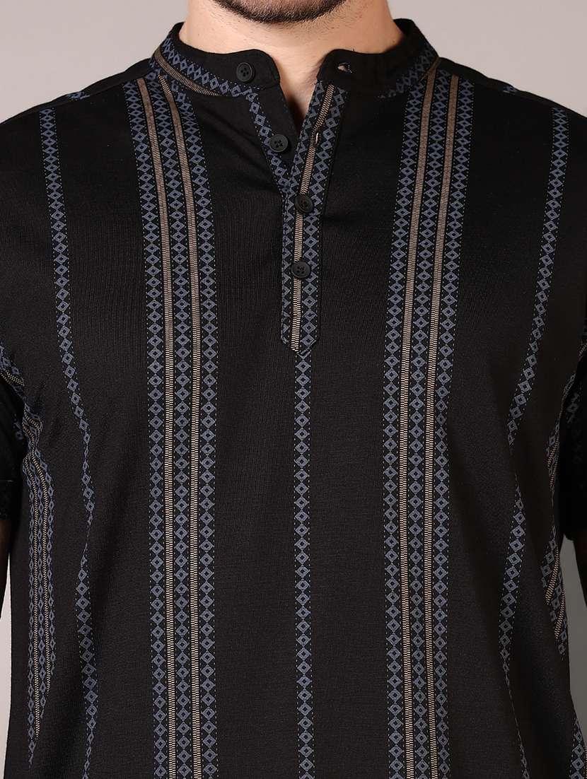 men self design mandarin neck short kurta - 21731550 -  Standard Image - 4