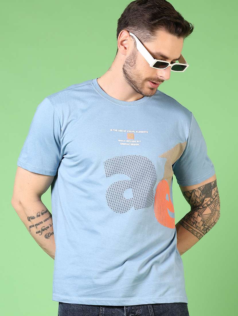 men round neck front print t-shirt - 21731552 - Standard Image - 1