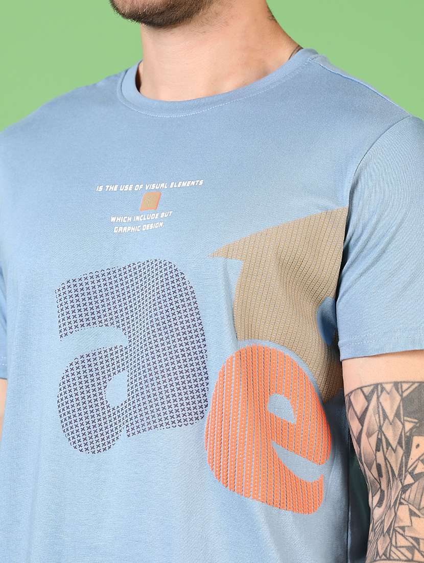 men round neck front print t-shirt - 21731552 - Standard Image - 4