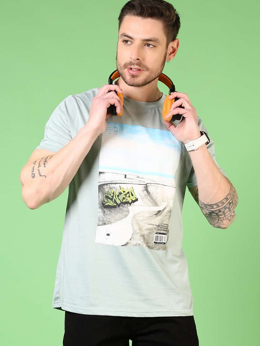 men round neck front print t-shirt - 21731553 -  Standard Image - 1
