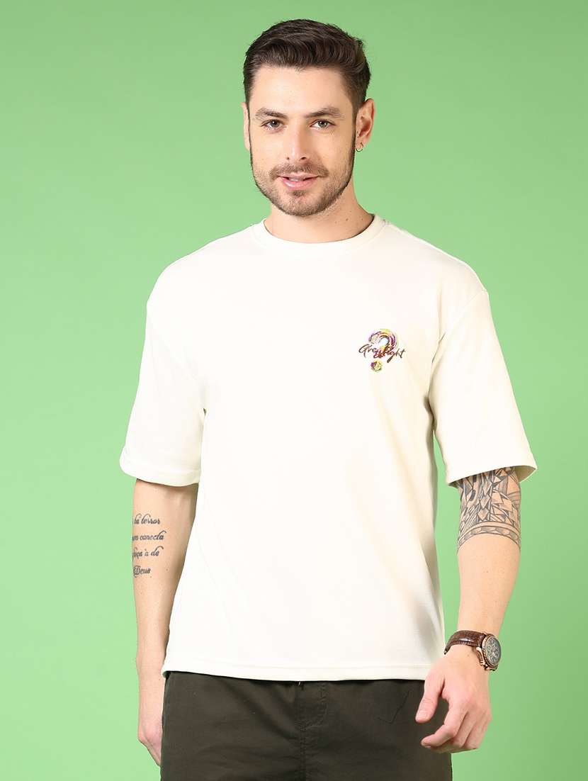 men short sleeves front & back print t-shirt