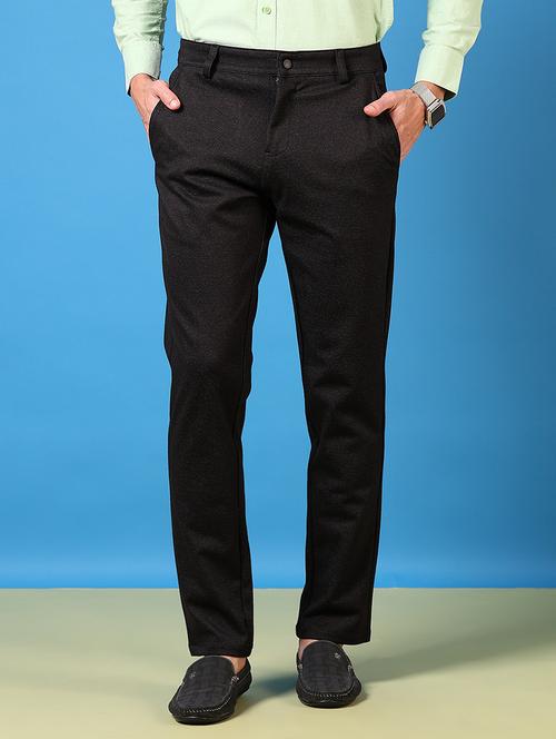 men solid flat front casual trouser - 21731608 -  Standard Image - 0