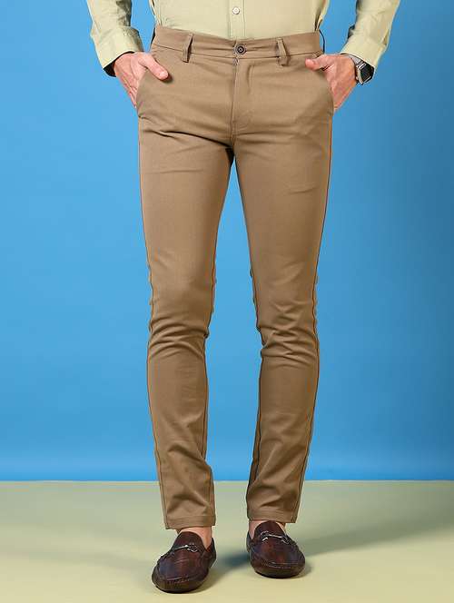 men solid flat front casual trouser - 21731610 - Standard Image - 0