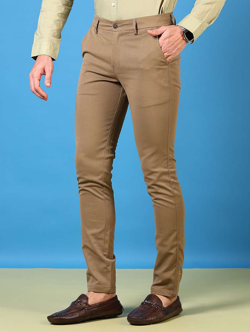 men solid flat front casual trouser - 21731610 - Standard Image - 1