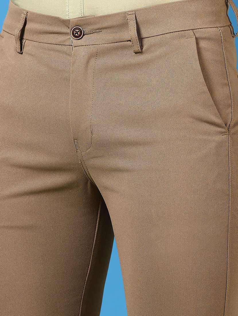 men solid flat front casual trouser - 21731610 - Standard Image - 4