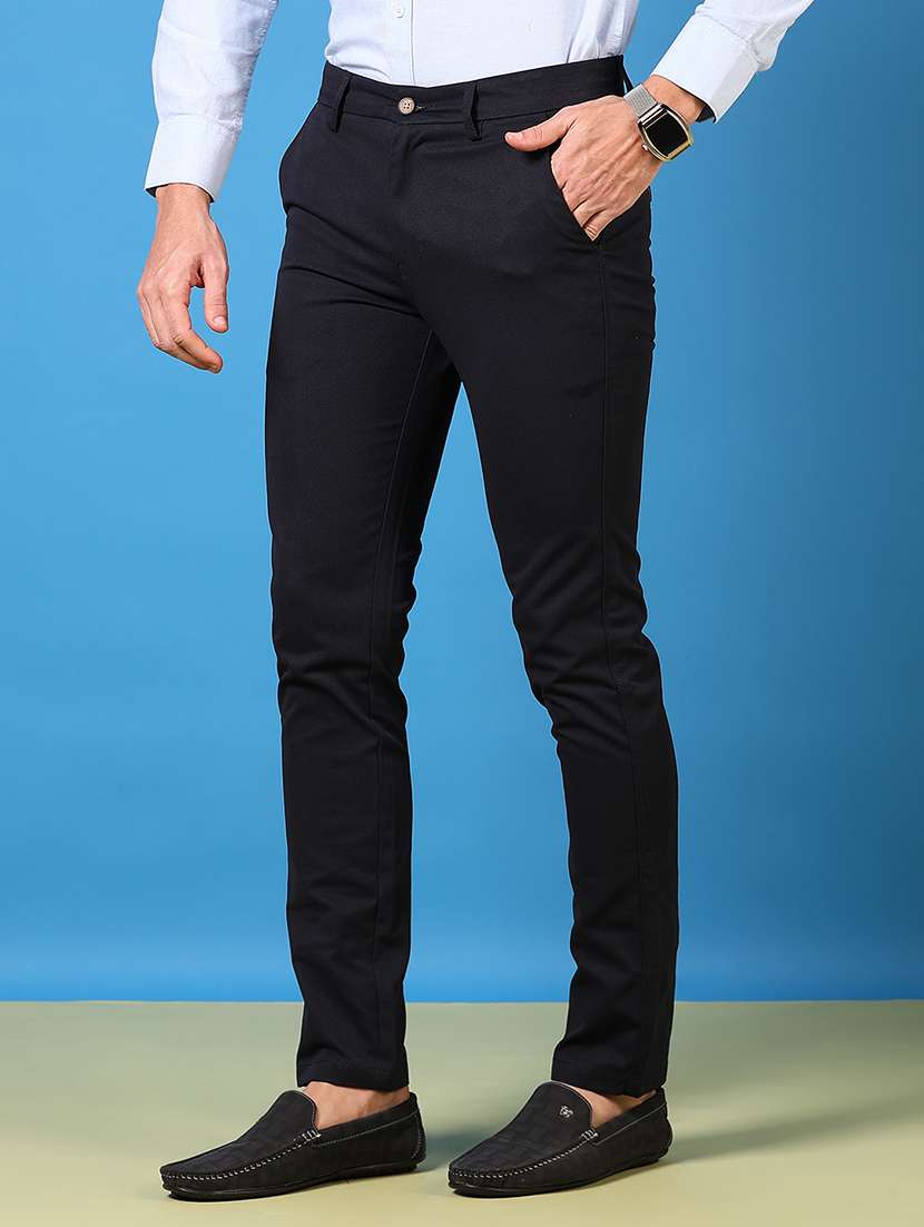 men solid flat front casual trouser - 21731612 -  Standard Image - 1