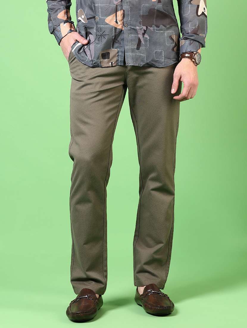 men solid flat front casual trouser - 21731613 -  Standard Image - 1