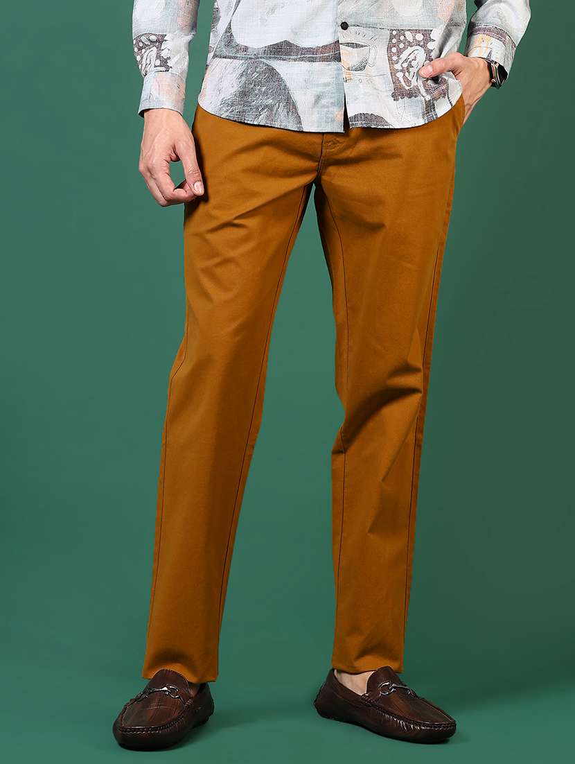 men solid flat front casual trouser - 21731614 -  Standard Image - 1