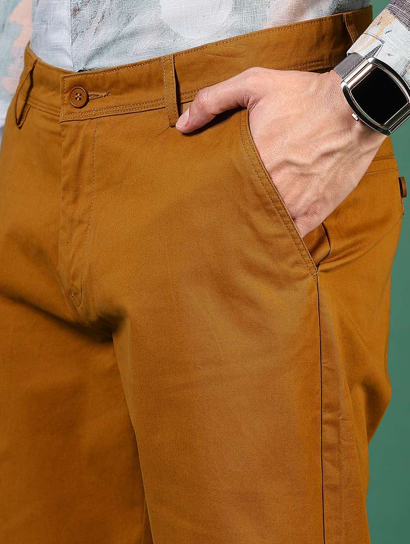 men solid flat front casual trouser - 21731614 -  Standard Image - 4