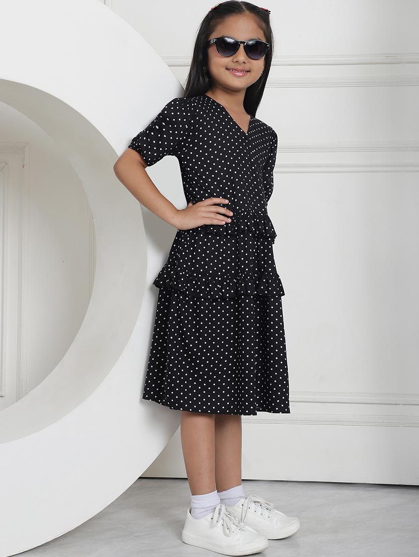 girls polka doted puff sleeves tiered dress - 21731665 -  Standard Image - 1