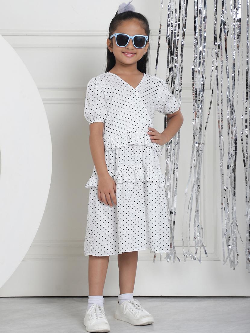 women polka doted puff sleeves tiered dress - 21731666 - Standard Image - 1