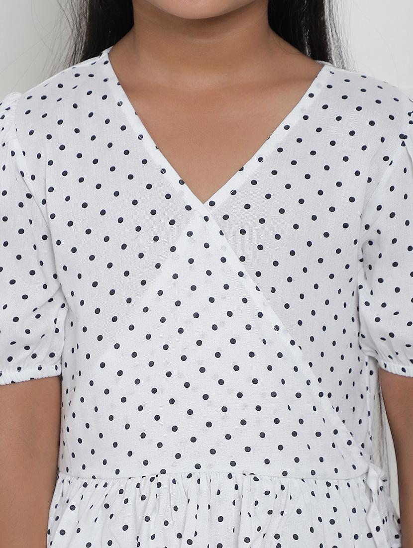 women polka doted puff sleeves tiered dress - 21731666 - Standard Image - 4