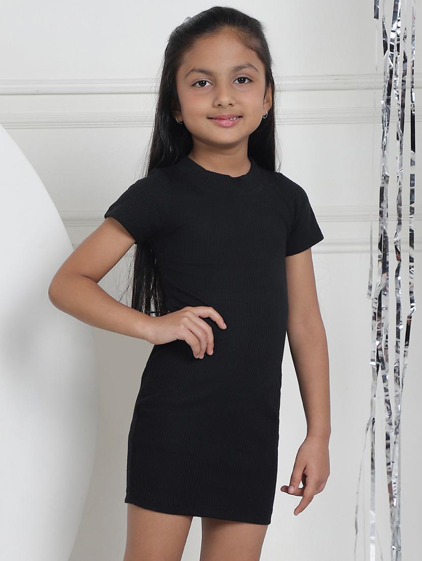 girls solid short sleeevs bodycon dress - 21731669 - Standard Image - 1