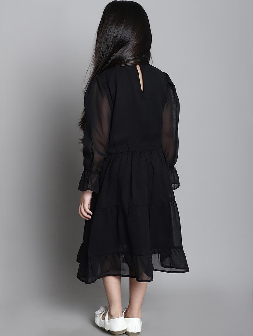 girls solid long sleeve a-line dress - 21731696 - Standard Image - 4