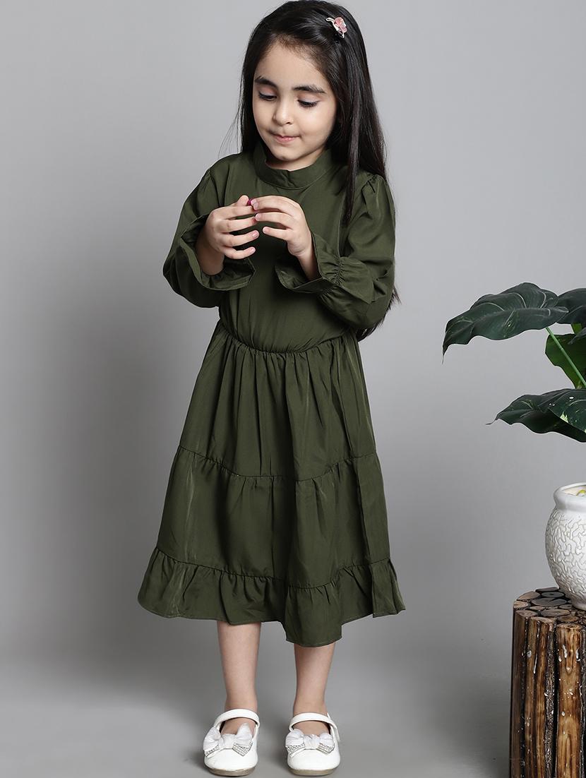 girls solid long sleeve a-line dress - 21731701 - Standard Image - 1