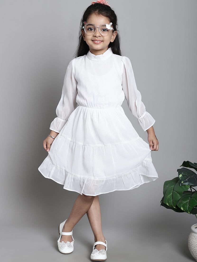 girls solid long sleeve a-line dress - 21731703 -  Standard Image - 1